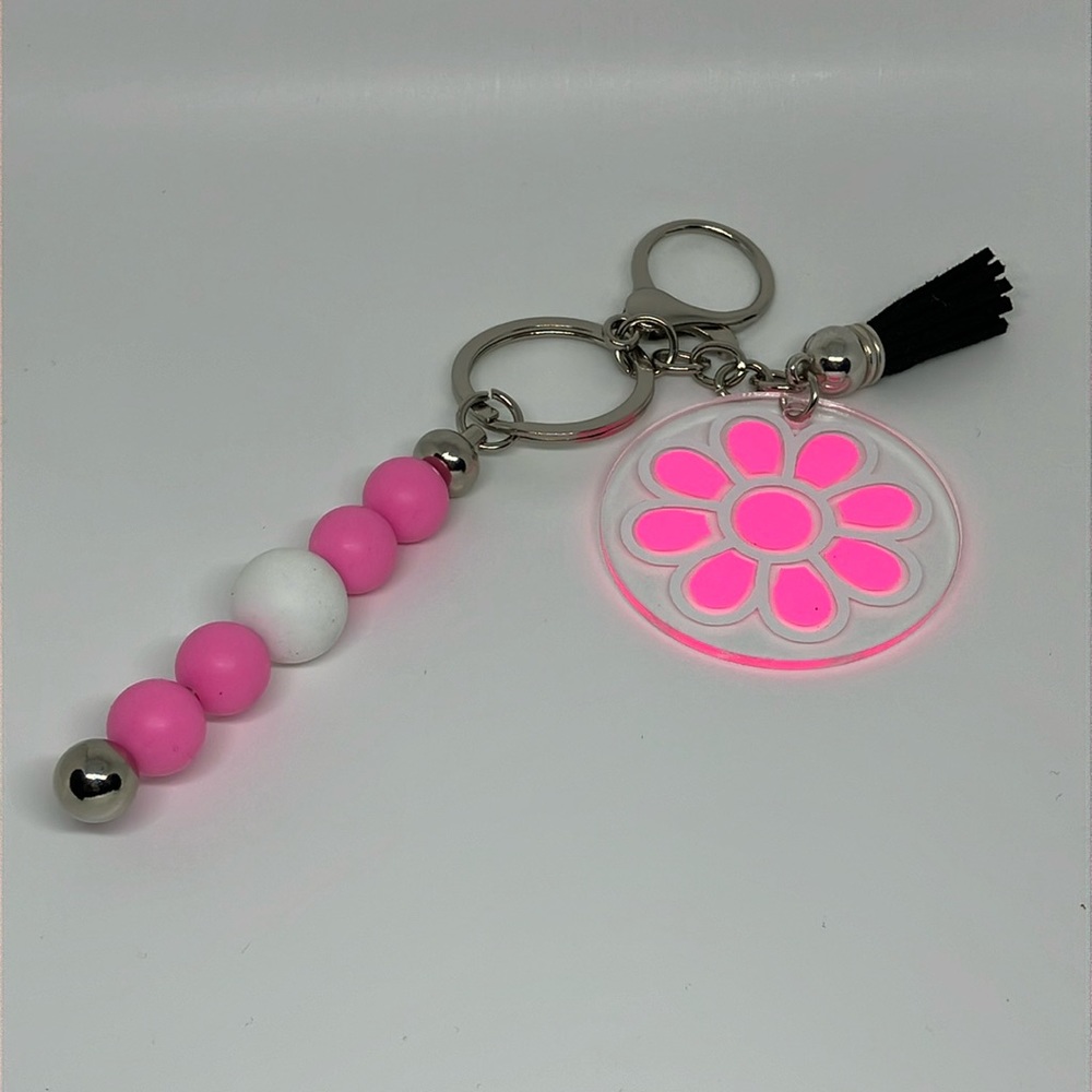 Silicone beaded rod keychain